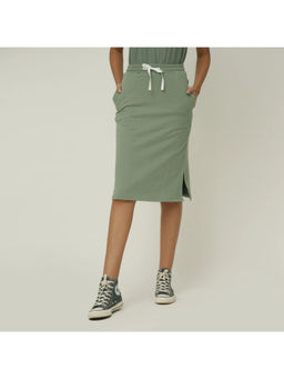 Saltpetre - Women Sage Green H Shaped Stretchy Pencil Skirt