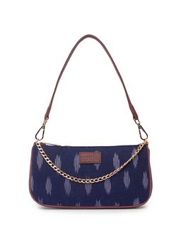 Zouk - Ikat Printed Women Handcrafted Navy Blue Baguette Bag