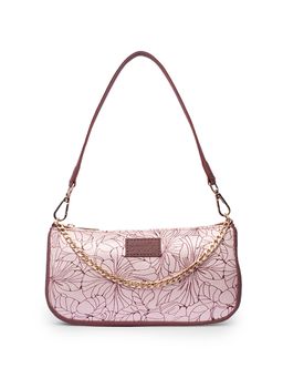 Zouk - Floral Printed Women Handcrafted Grey Baguette Bag