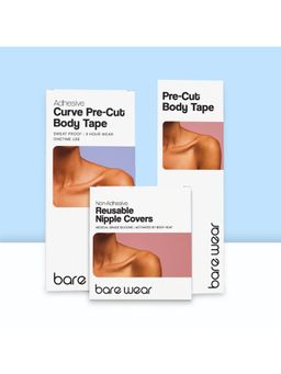 bare wear - Non-Adhesive Nipple Covers 8Cm+Pre Cut Strips+Curve Pre Cut No-Bra Styling Kit (Set of 21)
