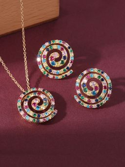 Ornate Jewels - Lollipop 925 Silver Multi Stone Necklace With Earring Jewellery Set for Women & Girls (One Size)