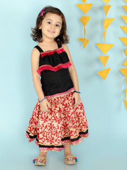 KID1 - Fusion Wear Top with Long Skirt-Black (Set of 2)