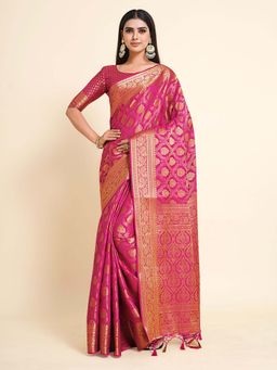 Mimosa - Women'S Kanjivaram Art Silk Saree With Unstiched Blouse