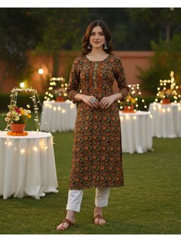 Maaesa - Women Multi-Color Rayon Straight Printed Kurta