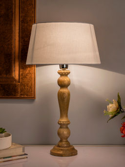 Homesake - Eureka Natural Wood Table Lamp White Drum