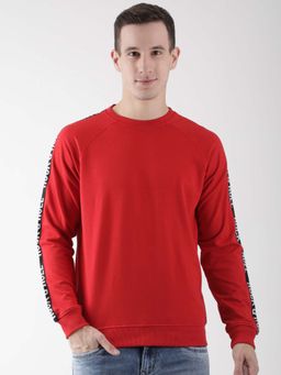 Club York - Men Red Solid Sweatshirt