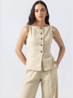 NEF'S Finds - Beige Khaki Vests Top