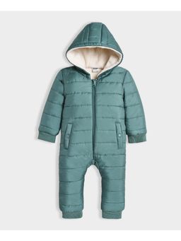 Mi Arcus - Kids Solid Green Hooded Puffer Sleepsuit