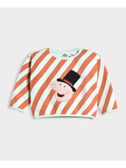 Mi Arcus - Multi-Color Stripes Peppa Pig Patch Work Round Neck Sweatshirt