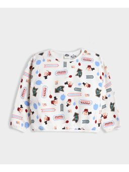 Mi Arcus - White Peppa Pig Print Round Neck Sweatshirt