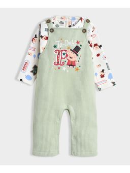 Mi Arcus - Unisex Green Peppa Pig Print Dungaree With White T-Shirt