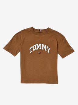 Tommy Hilfiger - Boys Brown Logo Regular Fit Cotton T-Shirt