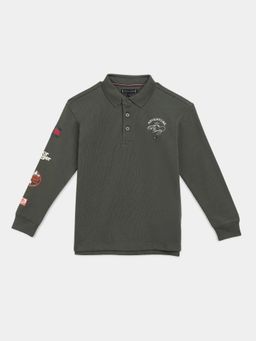 Tommy Hilfiger - Boys Olive Graphic Relaxed Fit Cotton Polo T-Shirt
