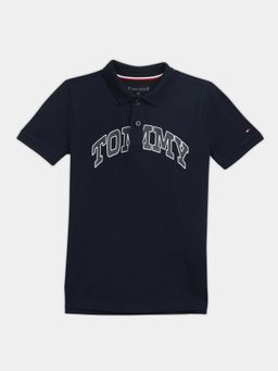 Tommy Hilfiger - Boys Navy Blue Logo Regular Fit Cotton Polo T-Shirt