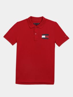 Tommy Hilfiger - Boys Red Logo Regular Fit Cotton Polo T-Shirt