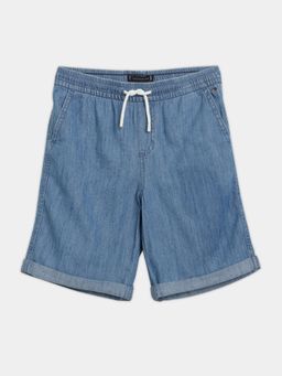 Tommy Hilfiger - Boys Blue Regular Fit Solid Mid Rise Shorts