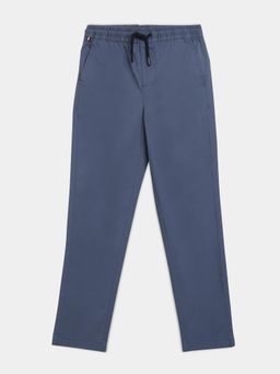 Tommy Hilfiger - Boys Blue Regular Fit Solid Mid Rise Trouser
