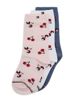 Tommy Hilfiger - Girls Multi-Color Printed Conversational Socks (Pack of 3)