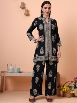 Gahan - Women Rayon Black Printed Co-Ord Set