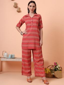 Gahan - Women Rayon Orange Printed Co-Ord Set