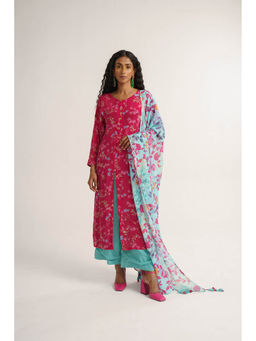 Vishala Shree - Pink Periwinkle Kurta with Pant and Dupatta (Set of 3)