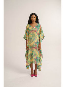 Vishala Shree - Yellow Chrysanthemum Kaftan Dress