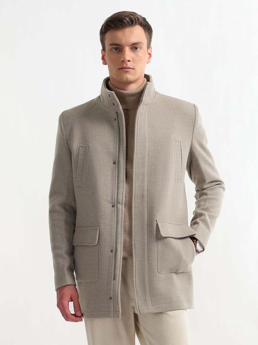 Arrow Sports Beige Solid Coat