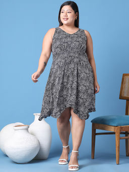 theRebelinme - Plus Size Women Tiger Printed A-Line Dress