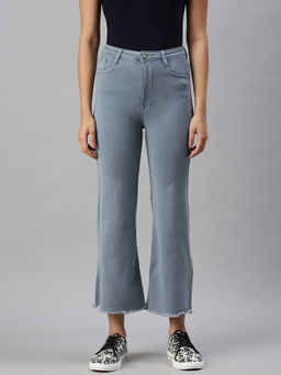 SHOWOFFFF - Women's Casual Wide Leg High-rise Grey Jeans