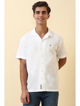 Allen Solly - Men White Solid Half Sleeves Casual Shirt