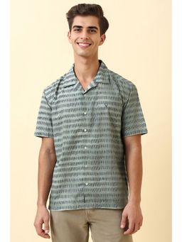 Allen Solly - Men Green Stripe Half Sleeves Casual Shirt