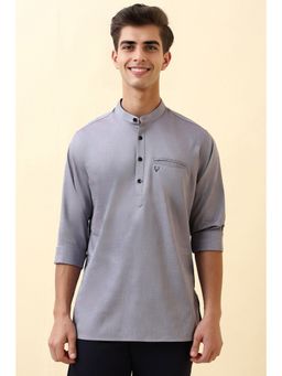 Allen Solly - Men Grey Textured Full Sleeves Casual Kurta Shirt
