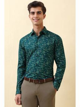 Allen Solly - Men Green Print Full Sleeves Formal Shirt