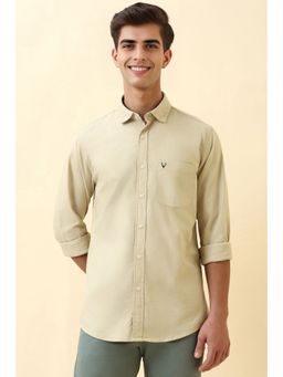 Allen Solly - Men Beige Solid Full Sleeves Casual Shirt