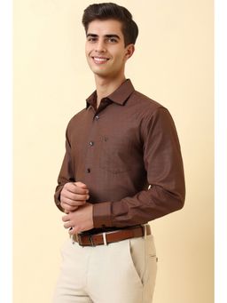 Allen Solly - Men Brown Textured Full Sleeves Formal Shirt