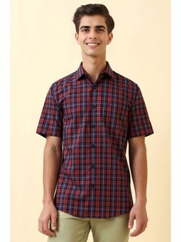 Allen Solly - Men Red Check Half Sleeves Casual Shirt