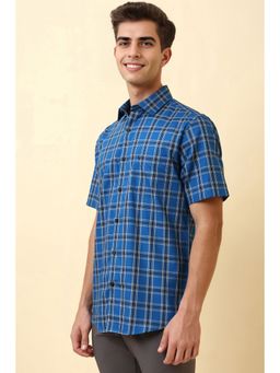 Allen Solly - Men Blue Check Half Sleeves Casual Shirt