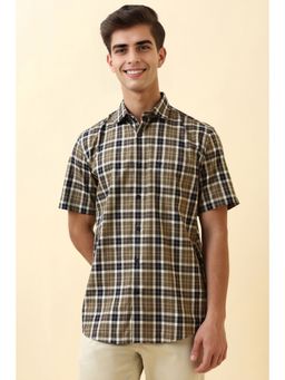 Allen Solly - Men Brown Check Half Sleeves Casual Shirt