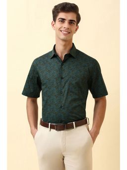 Allen Solly - Men Olive Print Half Sleeves Formal Shirt