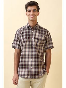 Allen Solly - Men Beige Check Half Sleeves Casual Shirt