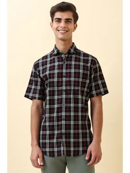 Allen Solly - Men Black Check Half Sleeves Casual Shirt