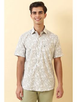 Allen Solly - Men Beige Print Half Sleeves Casual Shirt