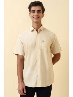 Allen Solly - Men Beige Solid Half Sleeves Casual Shirt