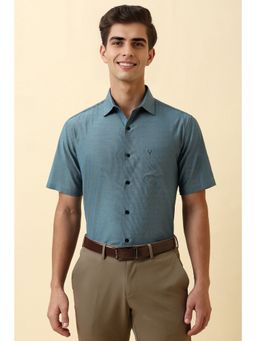Allen Solly - Men Blue Print Half Sleeves Formal Shirt