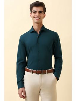 Allen Solly - Men Teal Solid Full Sleeves Formal Shirt