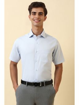 Allen Solly - Men Light Blue Textured Half Sleeves Formal Shirt