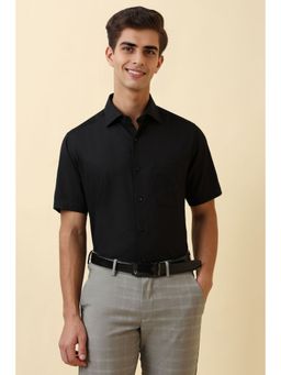 Allen Solly - Men Black Textured Half Sleeves Formal Shirt