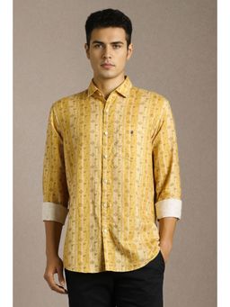 Louis Philippe - Men Yellow Print Full Sleeves Casual Shirt