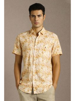 Louis Philippe - Men Yellow Print Half Sleeves Casual Shirt