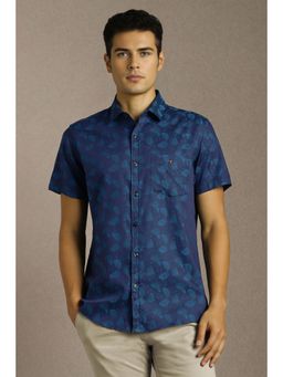 Louis Philippe - Men Blue Print Half Sleeves Casual Shirt